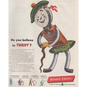 Vintage 1947 Western Electric Print Ad Scotsman Telephone Parts Bell System